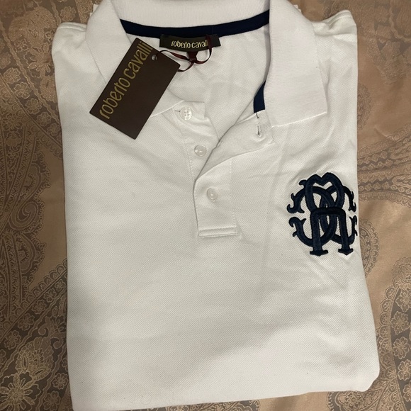 Roberto Cavalli Men Cotton White Polo Sz L - Picture 2 of 8